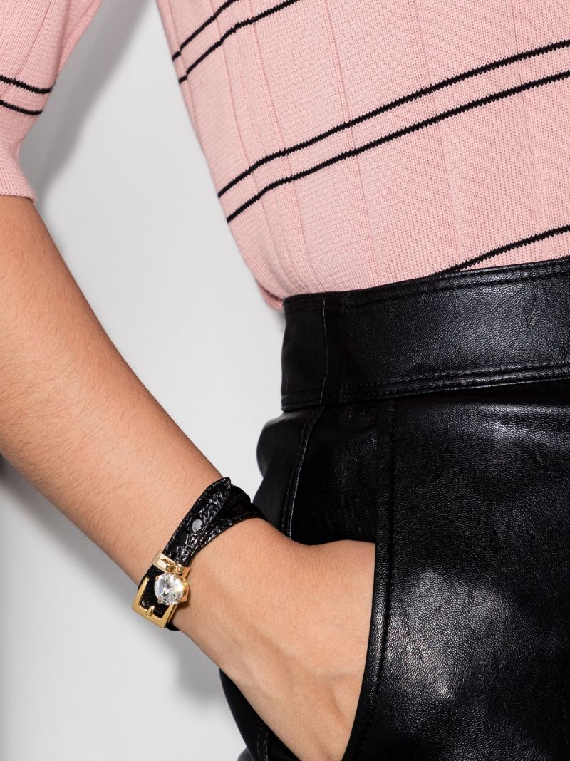 Black Mock Croc Double Wrap Bracelet