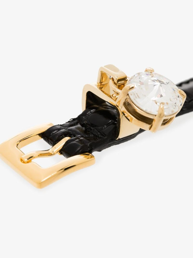 Black Mock Croc Double Wrap Bracelet