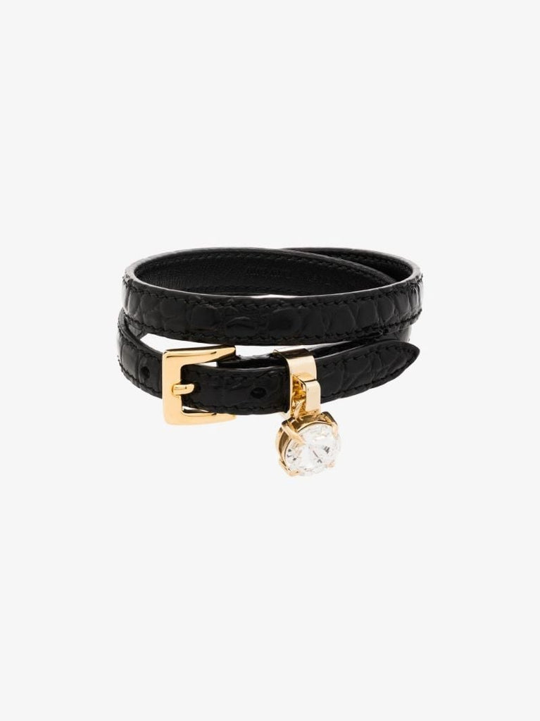 Black Mock Croc Double Wrap Bracelet