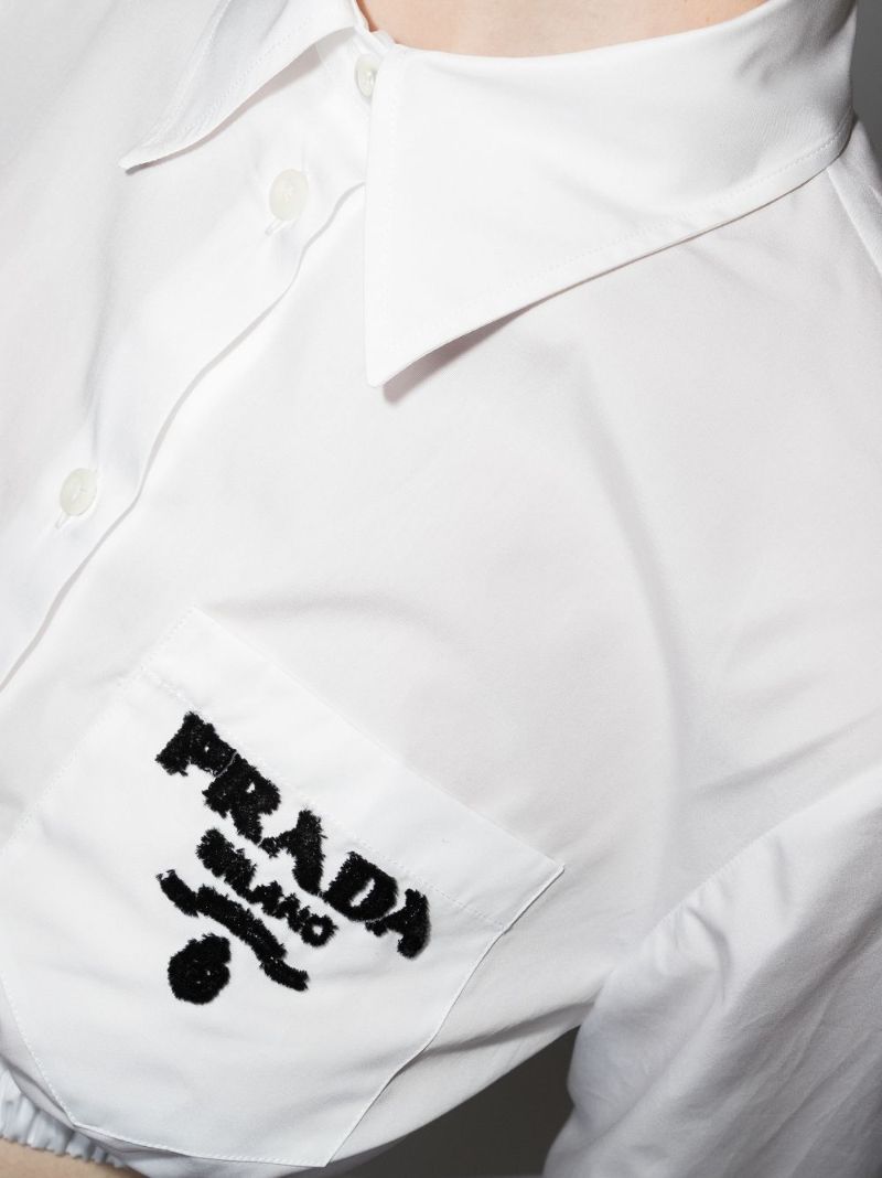 Logo Embroidered Cropped Shirt