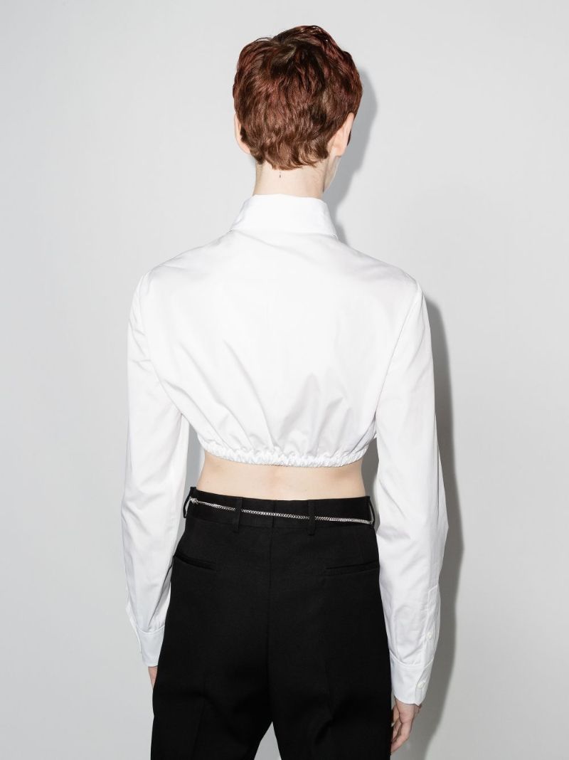 Logo Embroidered Cropped Shirt