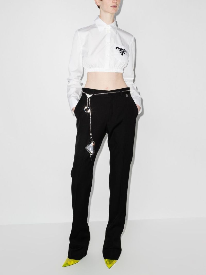 Logo Embroidered Cropped Shirt