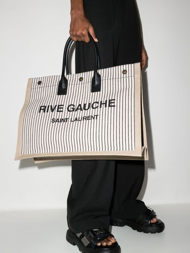 Neutral Rive Gauche Canvas Tote Bag
