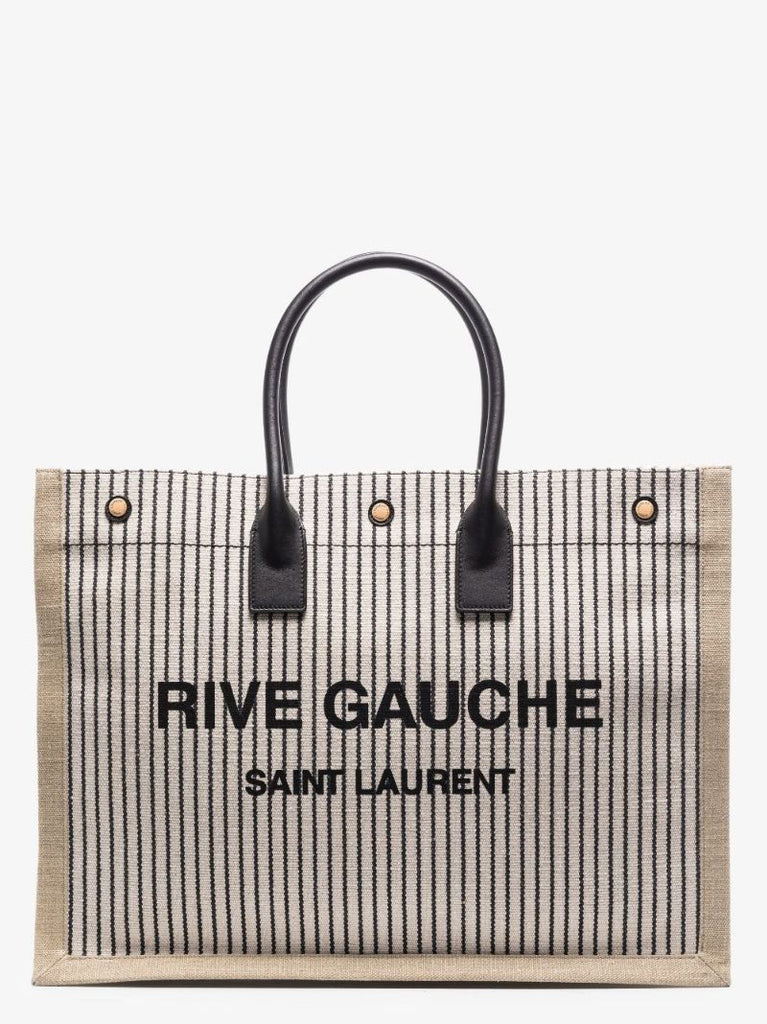 Neutral Rive Gauche Canvas Tote Bag