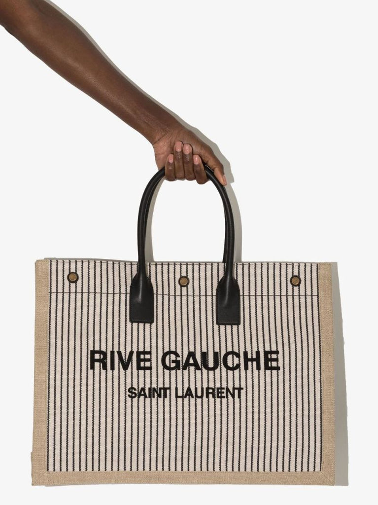 Neutral Rive Gauche Canvas Tote Bag