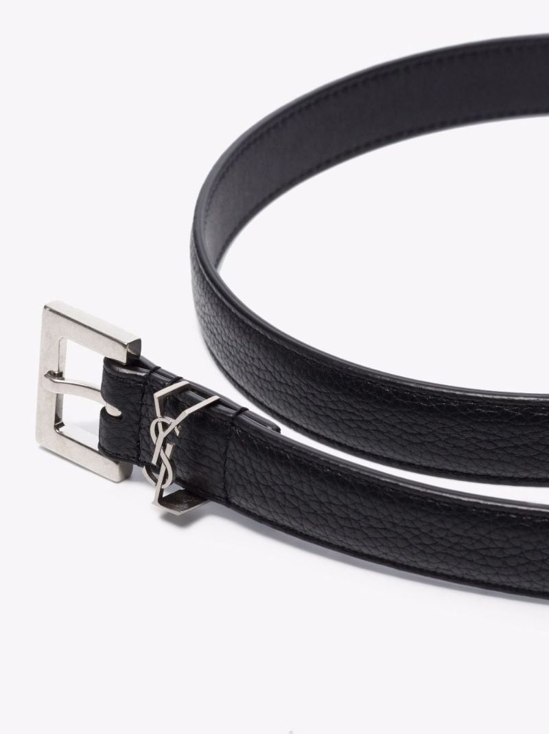 Black Monogram Leather Belt