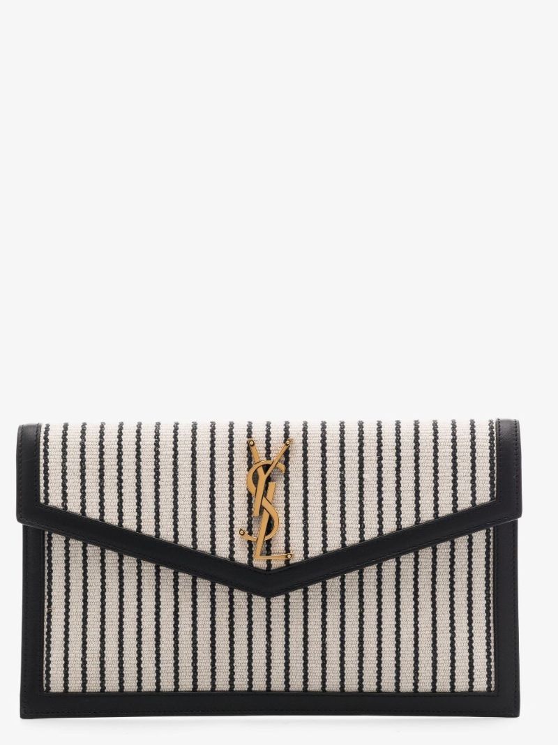 Neutral Uptown Striped Clutch Bag