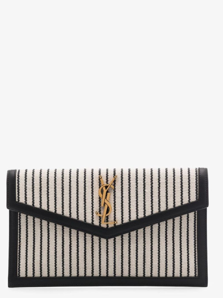 Neutral Uptown Striped Clutch Bag