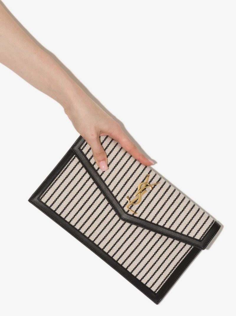 Neutral Uptown Striped Clutch Bag