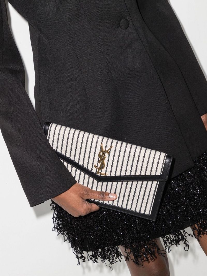 Neutral Uptown Striped Clutch Bag