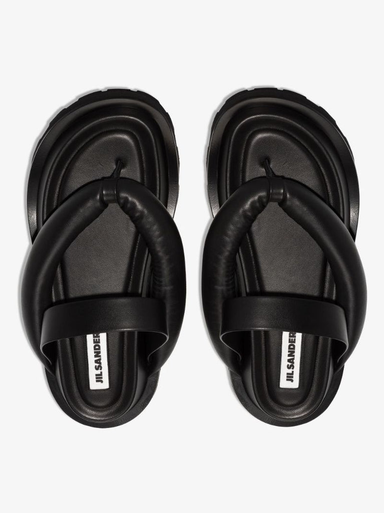 Black Flatform Leather Sandals