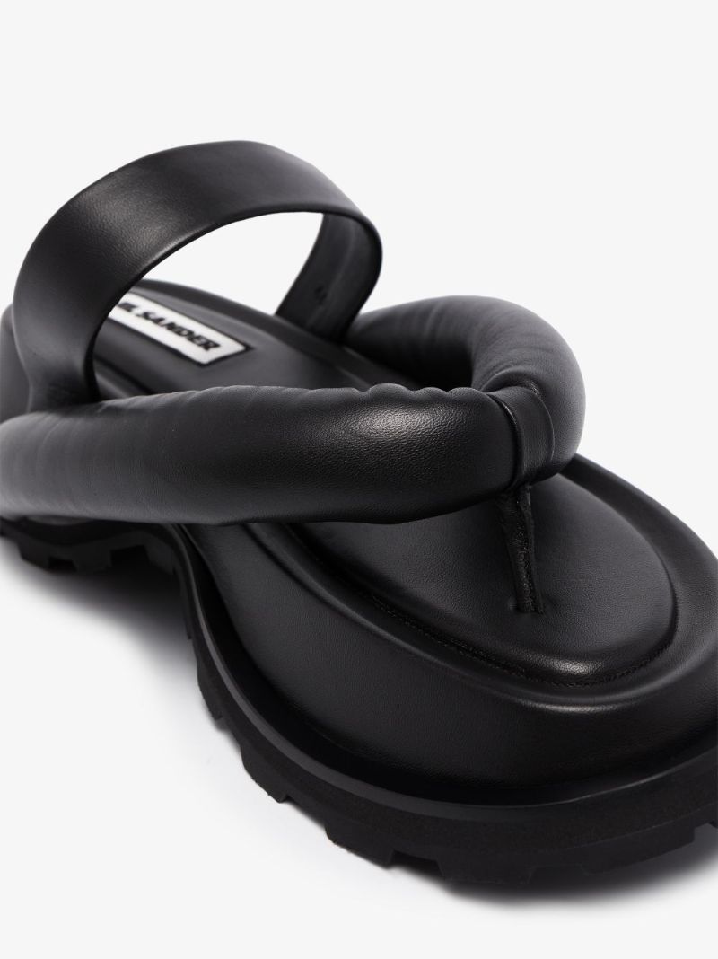 Black Flatform Leather Sandals