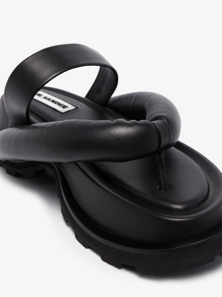 Black Flatform Leather Sandals