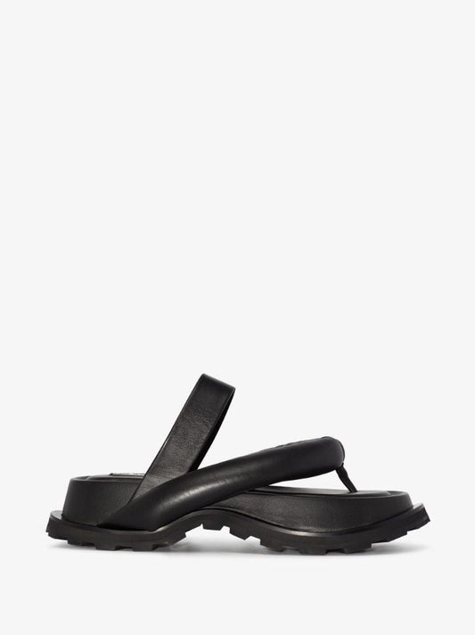 Black Flatform Leather Sandals