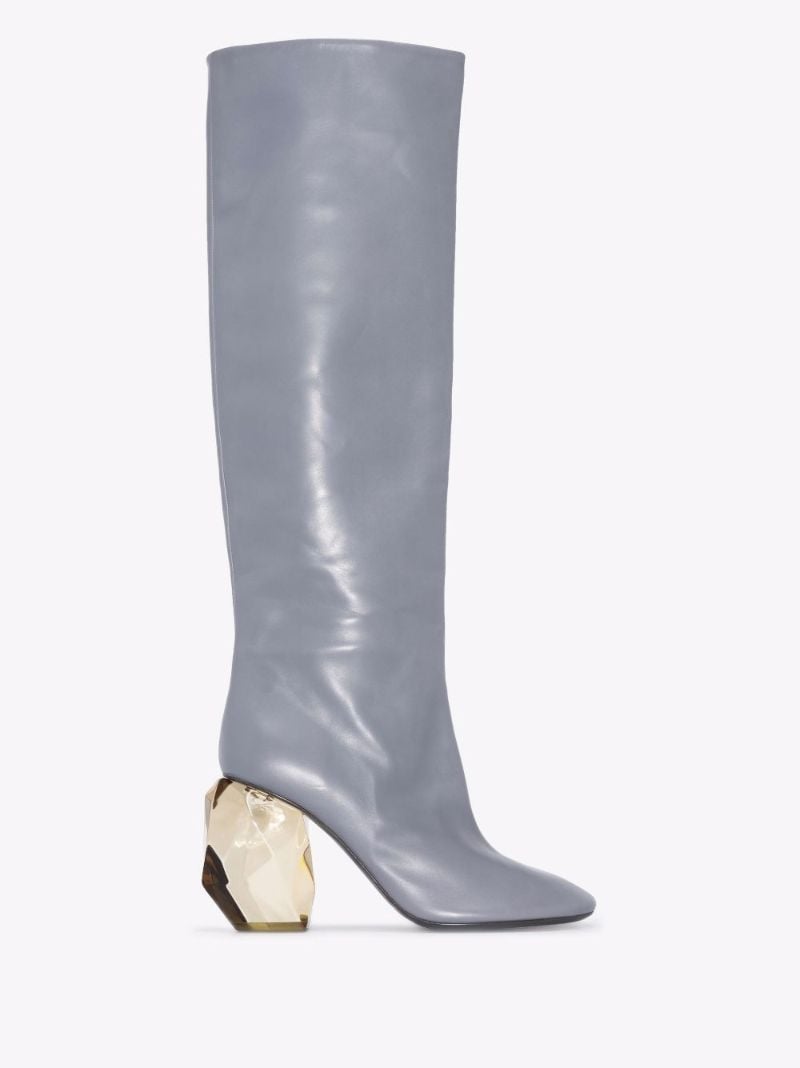 Grey 90 Knee-high Leather Boots