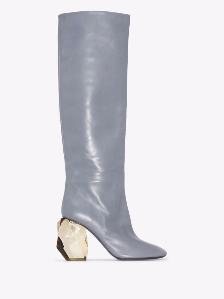 Grey 90 Knee-high Leather Boots