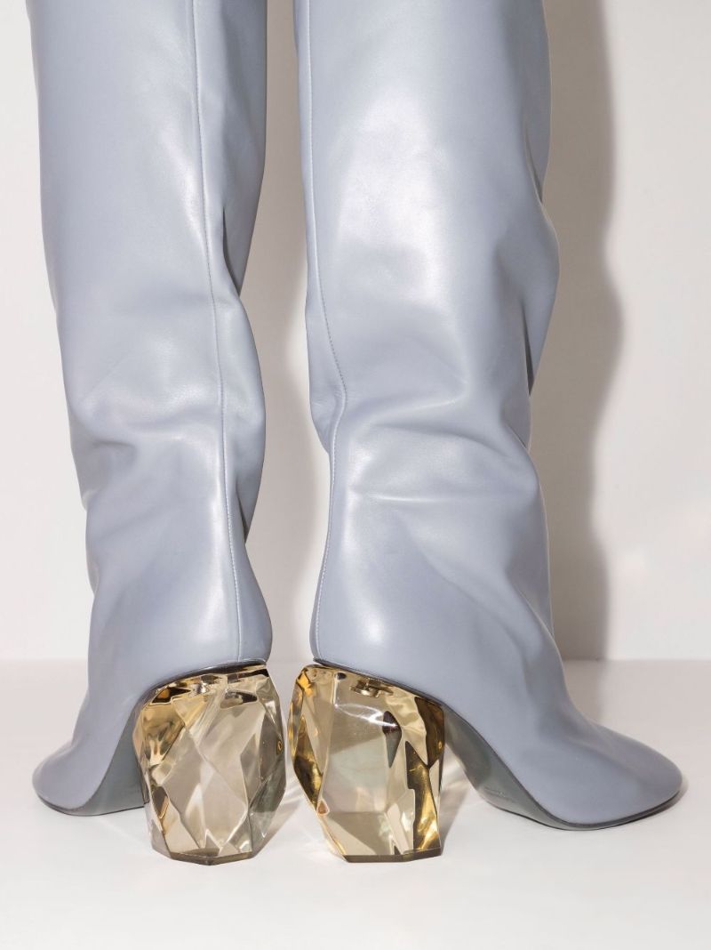 Grey 90 Knee-high Leather Boots