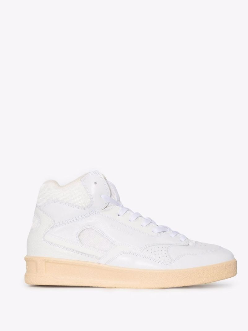 White Basket High Top Leather Sneakers