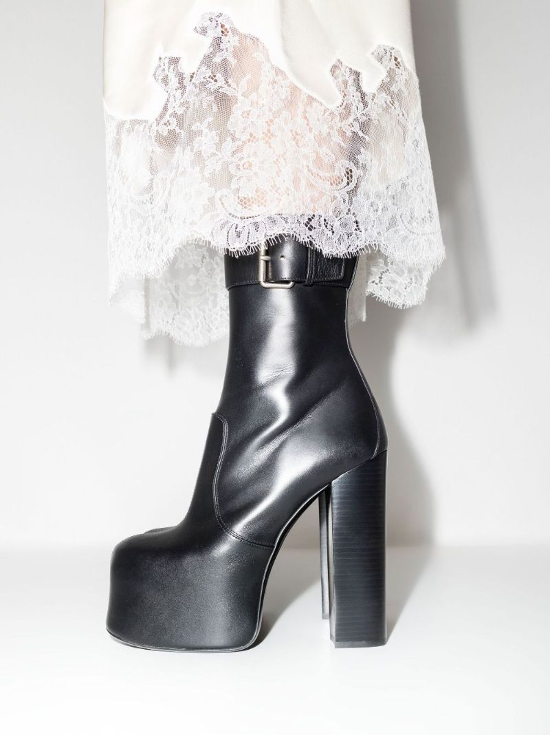 Black Mina 95 Leather Ankle Boots