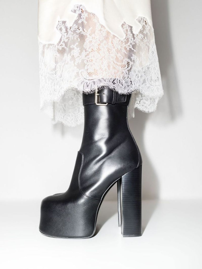 Black Mina 95 Leather Ankle Boots