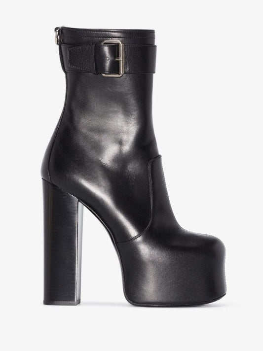 Black Mina 95 Leather Ankle Boots
