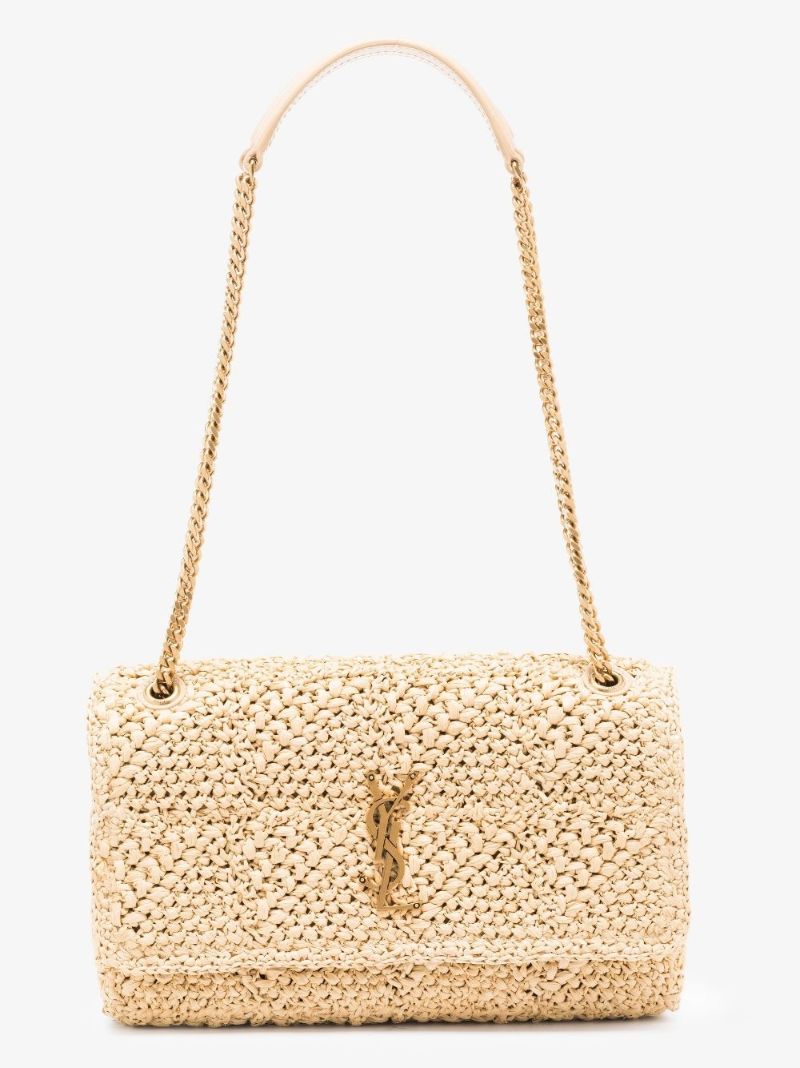 Neutral Jamie Medium Raffia Shoulder Bag