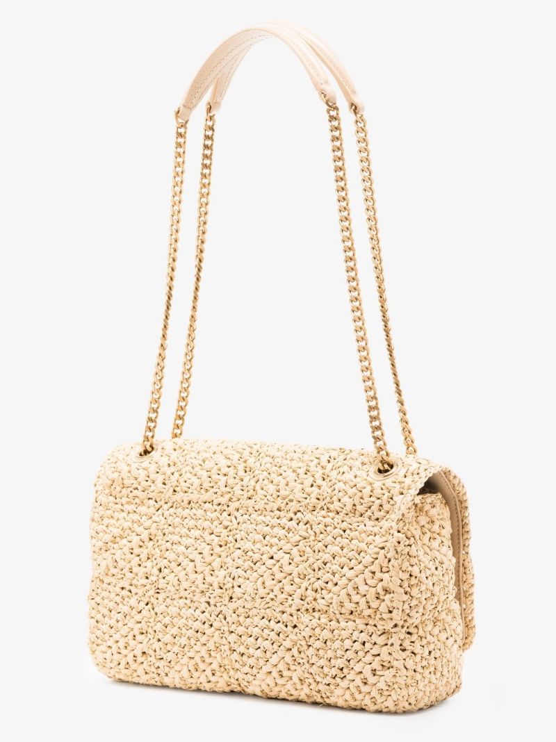 Neutral Jamie Medium Raffia Shoulder Bag