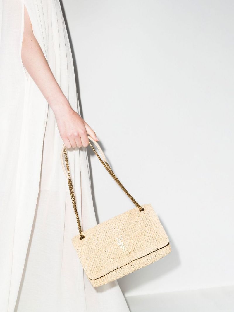 Neutral Jamie Medium Raffia Shoulder Bag