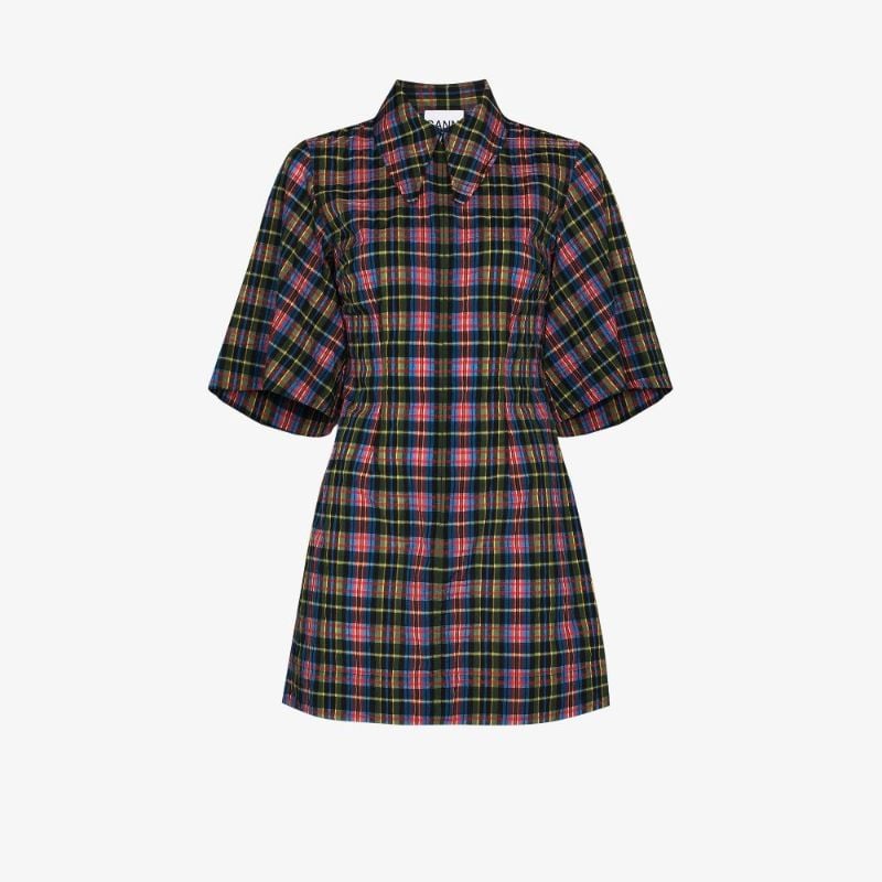 Checked Seersucker Mini Dress