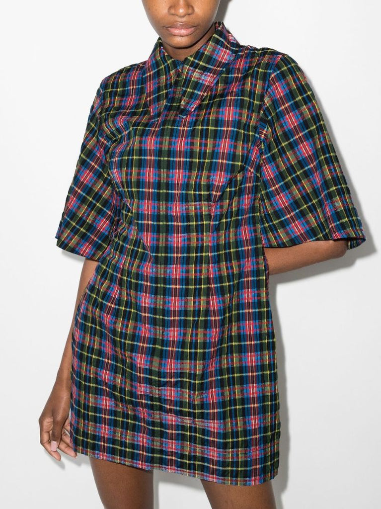 Checked Seersucker Mini Dress