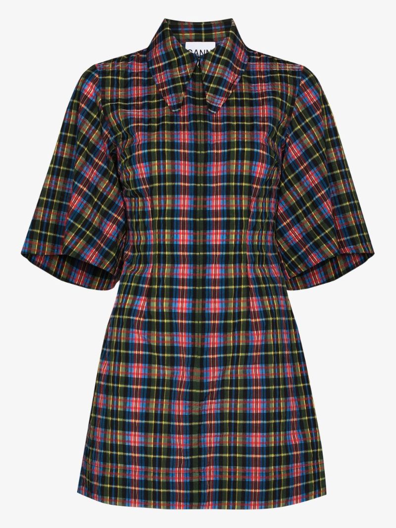 Checked Seersucker Mini Dress