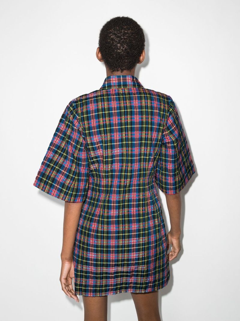 Checked Seersucker Mini Dress