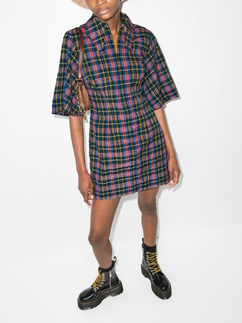 Checked Seersucker Mini Dress