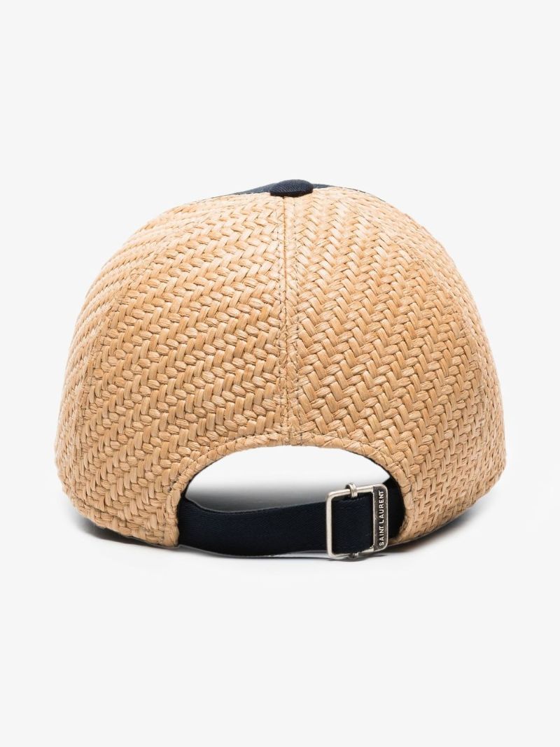 Blue Cotton Canvas and Raffia Baseball Cap