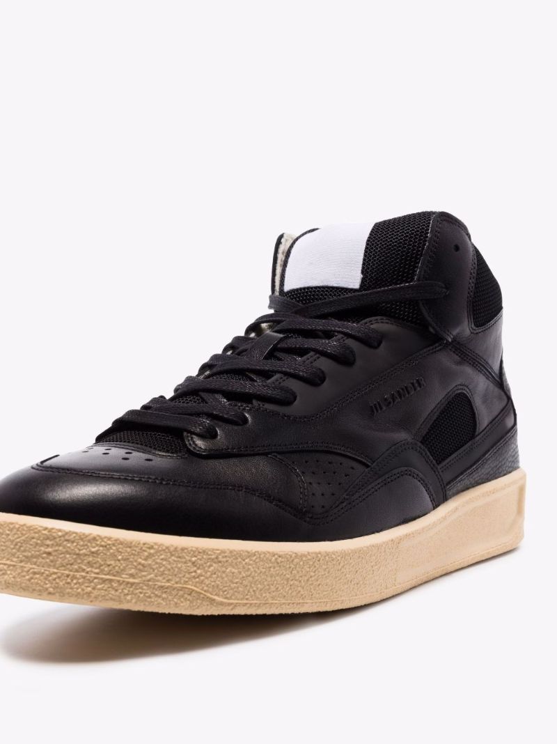 Black Basket High Top Leather Sneakers