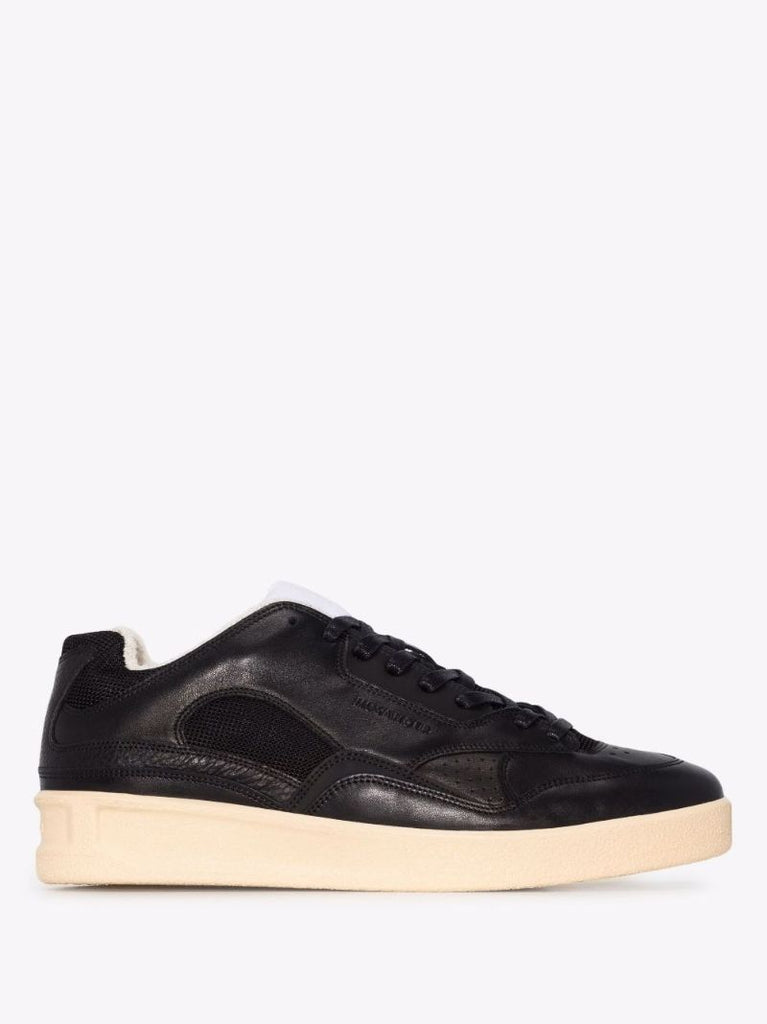 Black Basket Low Top Leather Sneakers