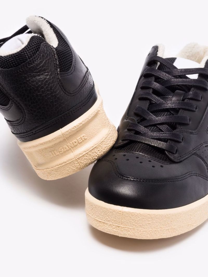 Black Basket Low Top Leather Sneakers