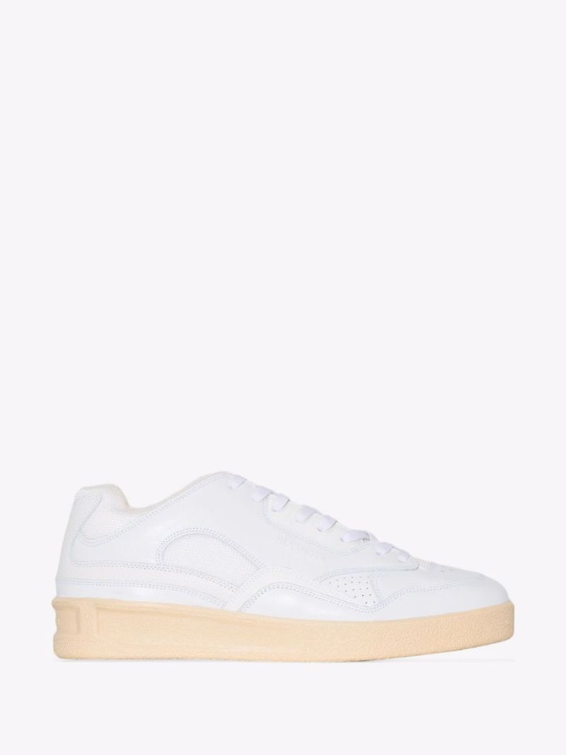 White Basket Low Top Leather Sneakers