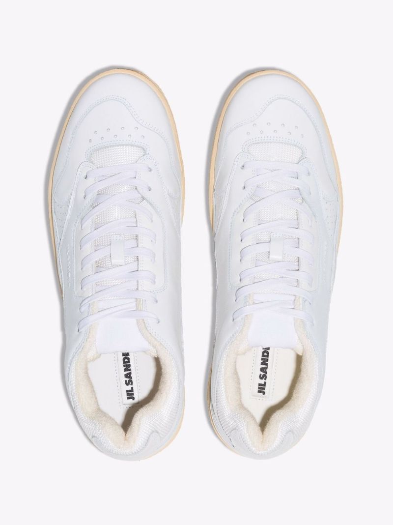 White Basket Low Top Leather Sneakers