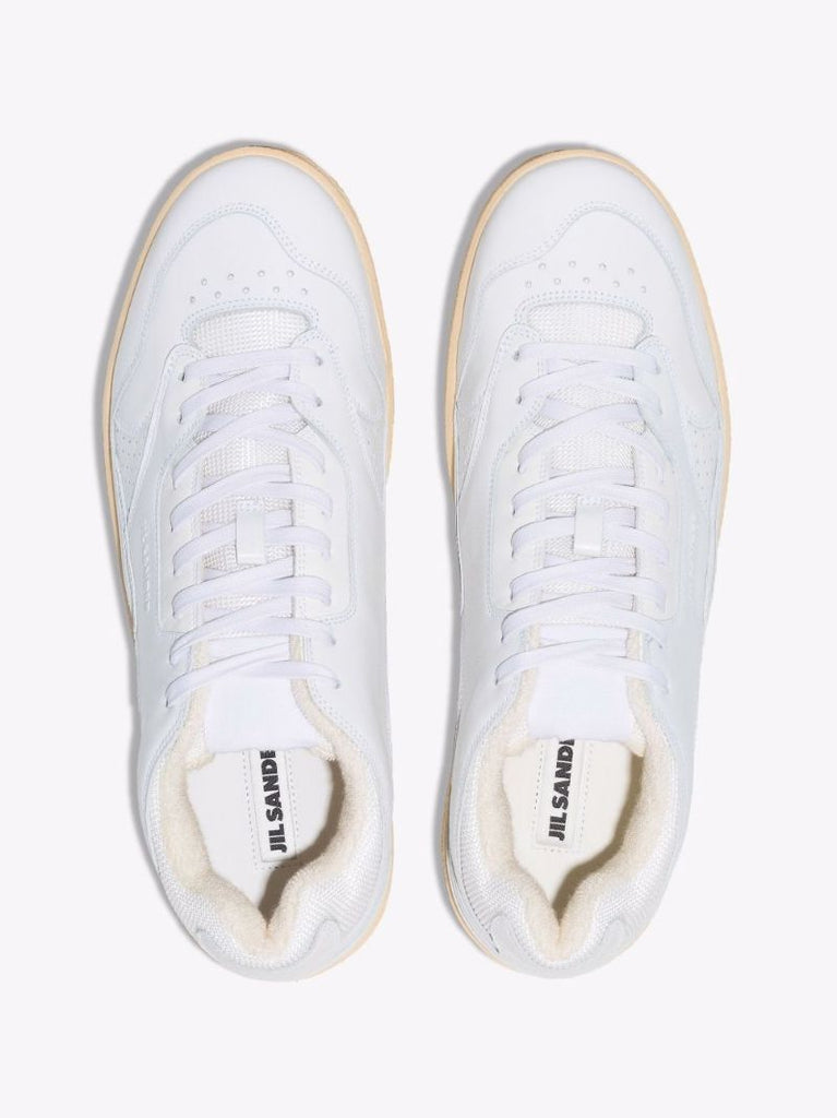 White Basket Low Top Leather Sneakers