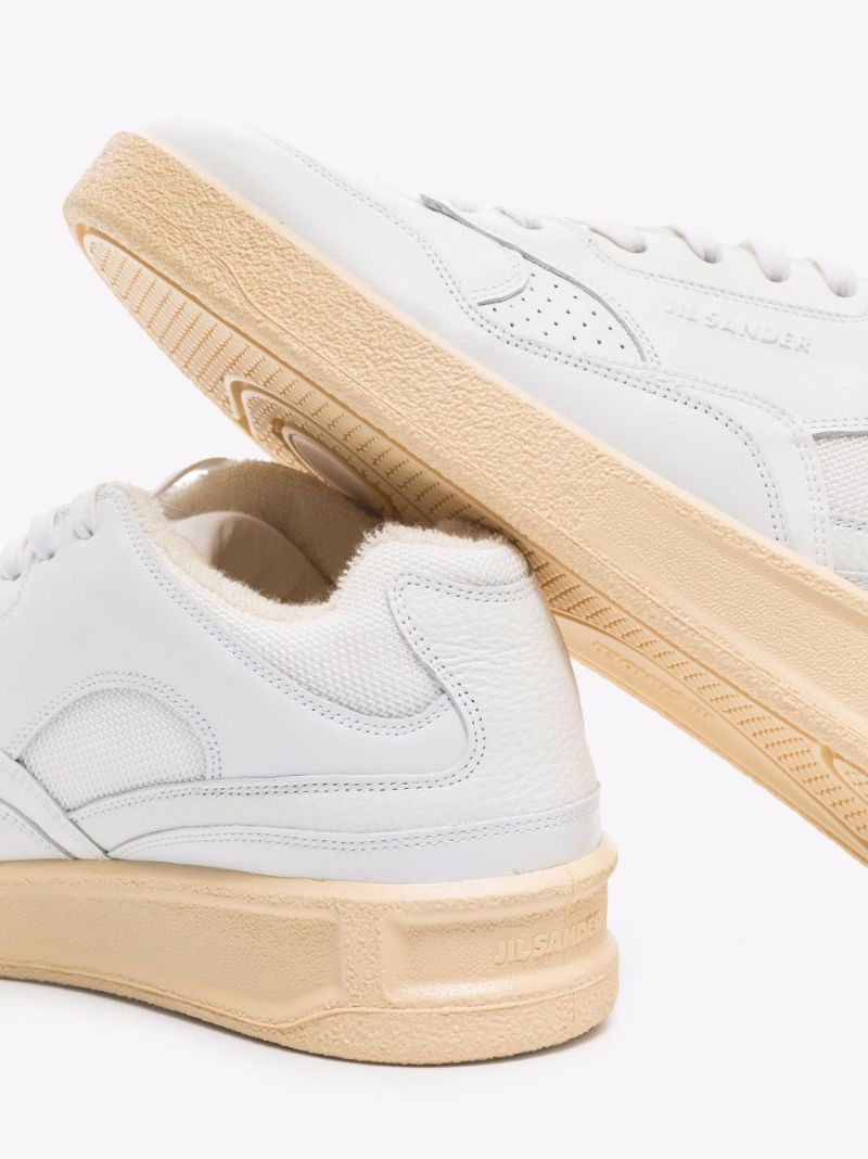 White Basket Low Top Leather Sneakers