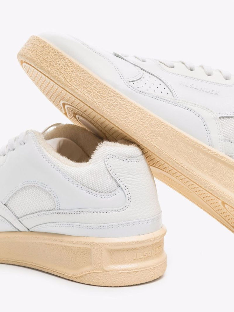 White Basket Low Top Leather Sneakers