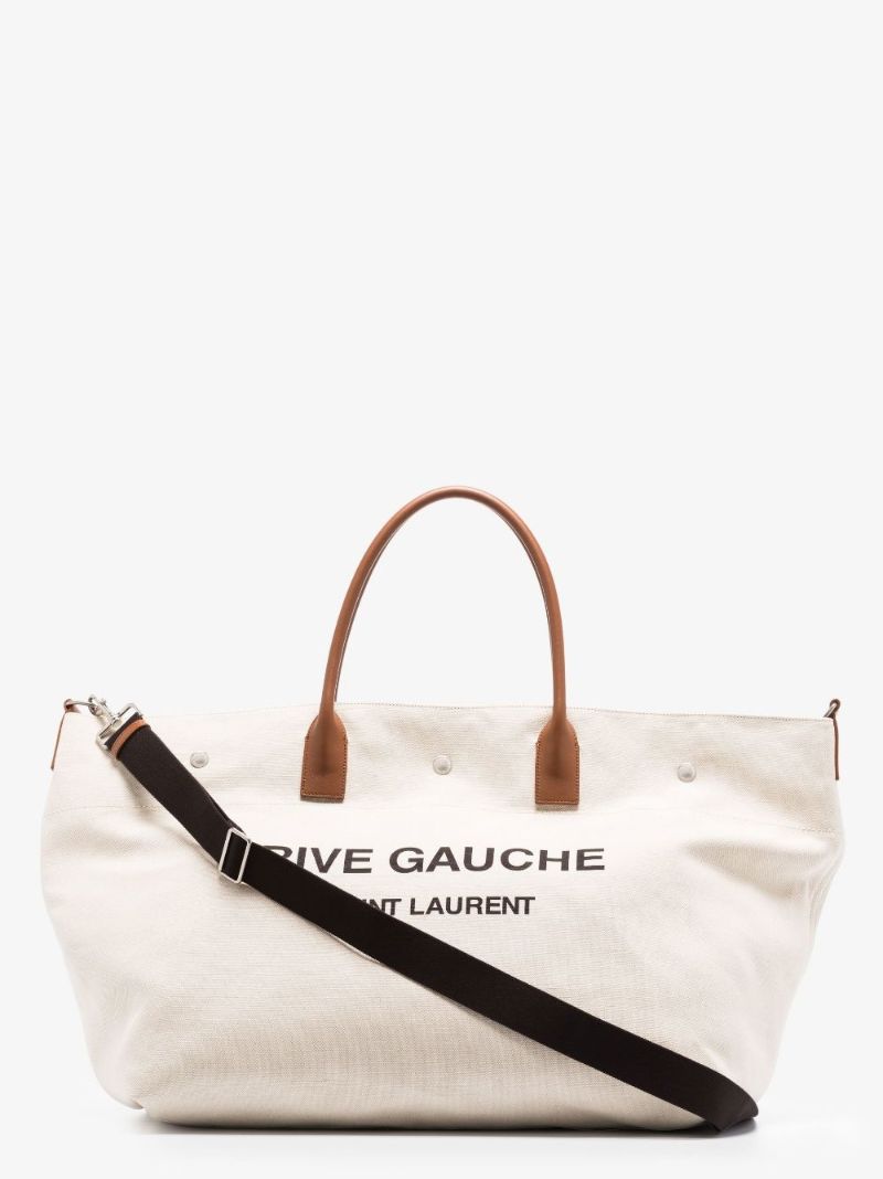 Neutral Rive Gauche Maxi Canvas Tote Bag