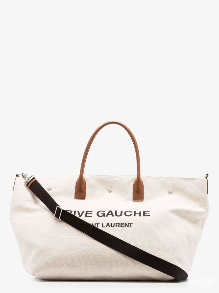Neutral Rive Gauche Maxi Canvas Tote Bag