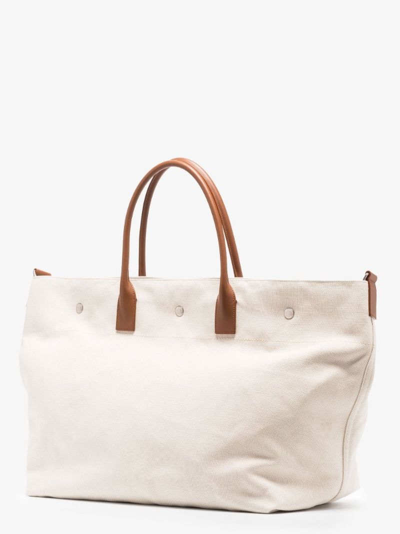 Neutral Rive Gauche Maxi Canvas Tote Bag