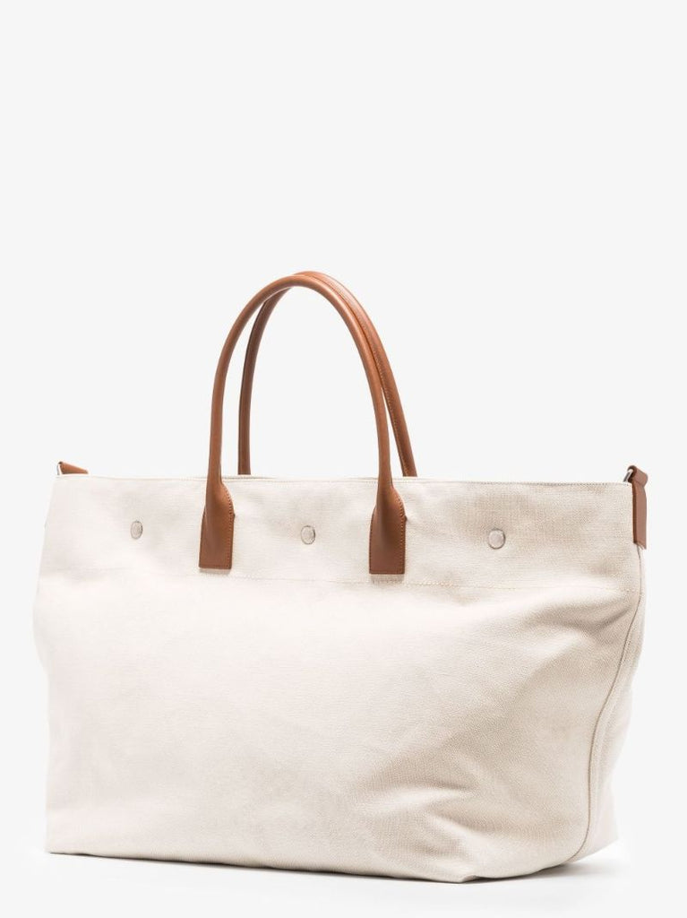 Neutral Rive Gauche Maxi Canvas Tote Bag