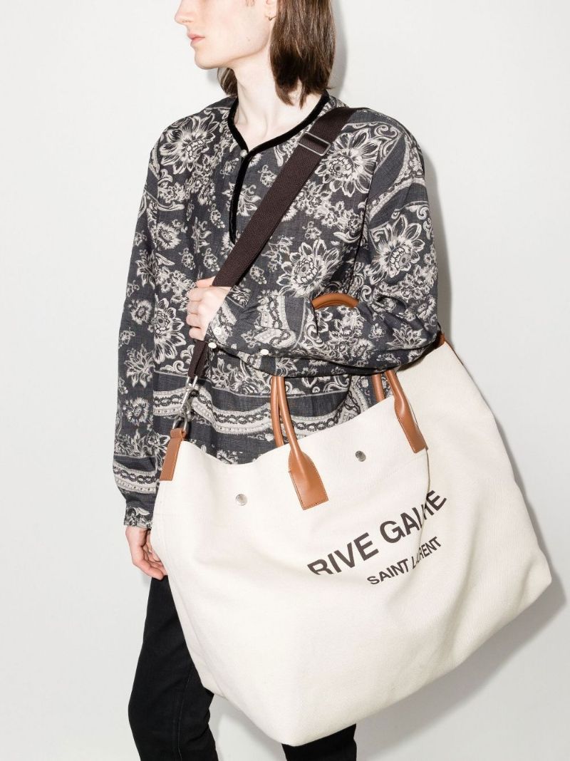 Neutral Rive Gauche Maxi Canvas Tote Bag