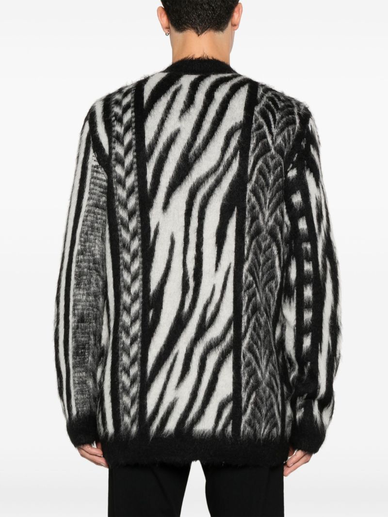 Black and White Jungle Knit Cardigan