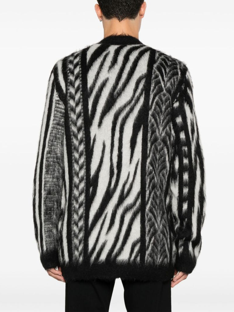 Black and White Jungle Knit Cardigan