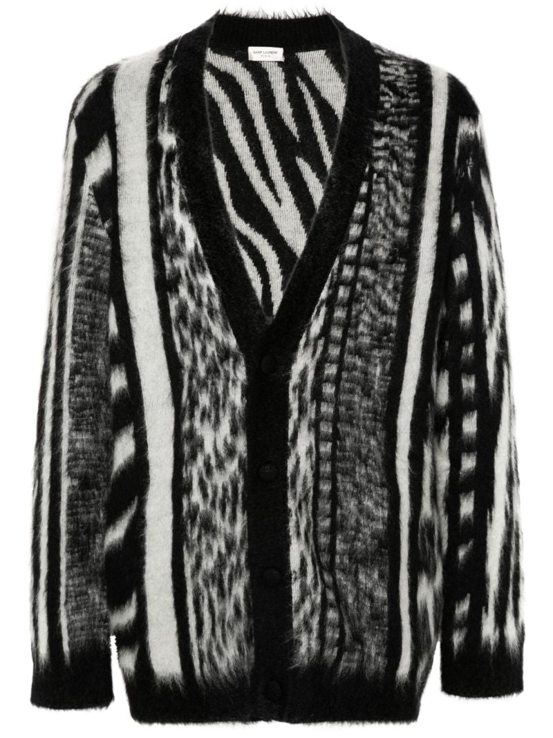 Black and White Jungle Knit Cardigan